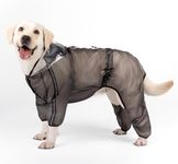 Olsa Dog Raincoat, Dog Hooded Slicker Poncho, 4 Legs Rain Jacket with Reflective Stripe, Transparent Water Proof Resistant Rain Snow Clothes for Small Medium Large (Black, 4XL)