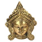 Kartique Brass Metal Durga MATA Maa Face Mask Idol Statue Murti for Office Home Decor Wall Mount Evil Eye Vastu Protection Size 6.5 Inch (Gold, 6.5)