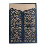 WISHMADE Elegant Navy Blue Laser Cut Wedding Invitations Cards with envelopes, Also for 50th 60th Birthday Engagement Shower Graduation (100 Pieces)