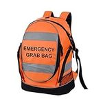 Printed Hi Viz High Visibility Emergency Grab Bag Backpack Rucksack for Home, Office, School and Work (Hi Vis Orange)