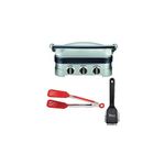 Cuisinart GR-4N Stainless Steel 5-in-1 Griddler with Heavy Duty Small Grill Brush and 8-Inch Nylon Flipper Tongs Bundle (3 Items)