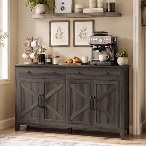 VASAGLE Farmhouse Buffet Cabinet, Coffee Bar with 2 Drawers