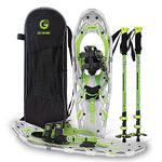 G2 25 Inches Blue Light Weight Snowshoes for Women Men Youth, Set with Trekking Poles, Tote Bag, Special EVA Padded Ratchet Binding, Heel Lift, Toe Box(Avocado Green)