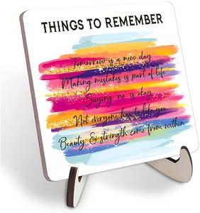 Positive Inspirational Quotes Signs Desk Decor, Uplifting Encouragement Gifts for Women, Girls, Teens, Daughter, BFF, Best Friend, Pink Motivational Office Plaques for Home Office, Bedroom Table Decor