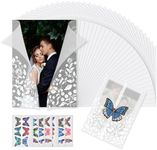 48 Pack Vellum Jackets for 5x7 Invitations, Translucent White Flower Wedding Invitations Paper for Wedding, Baby Shower, Birthday (with 48pcs Butterfly Stickers)