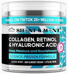 SHENT&MENT- Crema Hidratante Facial Cara, Cuello y Escote, Colágeno, Retinol y Ácido Hialurónico, Día y Noche, Antienvejecimiento, Mujeres y Hombres, Levantamiento y Recuperación de la Piel- 50ml.