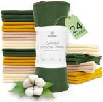 24 Pack Multicolored Reusable Paper Towels - Nature Friendly - Organic Cotton Alternative - Thick, Strong, Paperless Kitchen Dish Cloths - Reusable Napkins - Dish Towels - Cloth Napkin