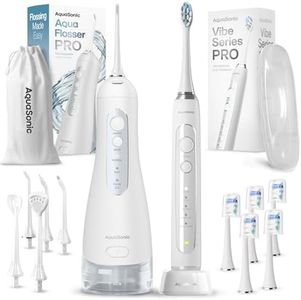 Aquasonic Vibe Series PRO and Aqua Flosser PRO Bundle (White)