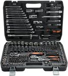 Putentfun 216 PCS Socket Spanner Set,1/2" 1/4" 3/8" Drive Ratchet Wrench,CR-V Mechanic Tool Set with Quick-Release Ratchet Wrench,Spanners, Bits Set,Hex Key for Car Repair