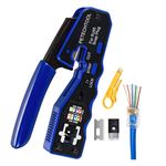 RJ45 Crimp Tool Pass Through Crimper Cutter for Cat6a Cat6 Cat5 Cat5e 8P8C Modular Connector Ethernet Crimper Tool