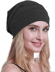 osvyo Coton chimio Chapeaux Doux Casquettes Cancer Chapeaux pour Femmes Perte de Cheveux Emballage scellé, Gris foncé, taille unique