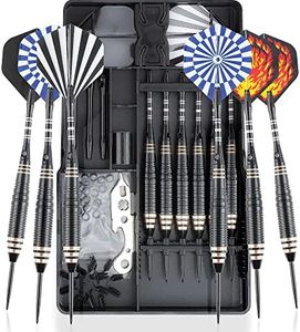 CareGames Steel Tip Darts Set Professional 24g with Carrying case,Aluminium Shafts,Sharpener,Flight Protectors and Dart Tool, Black