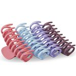 Hair Claws 3.6 inch Hair Clips For Fine Hair Medium To Thick Hair Non -Slip Strong Grip Girls Hair Clips Pastel Frosted Matte Retro 90's Stylish Claw Clip Set 4pcs