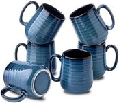 Hasense Coffee Mugs Set of 6, 12 Ounce Coffee Cups Set with Handle, Ceramic Tea Mugs for Kitchen, Blue Latte Mugs for Coffee,Cocoa, Tea, Stylish Mug Gift, Dishwasher and Microwave Safe