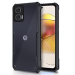 Pikkme Motorola Moto G73 5G Back Cover | Crystal Clear Transparent Back | Ultra Hybrid | Full Camera Protection | Raised Edge | Bumper Back Case (Black)