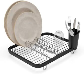 Umbra 330065-744 Sinkin Drying Rack- Dish Drainer Caddy with Removable Cutlery Holder Fits in Sink or on Counter top, Medium, Black/Nickel Kitchen, Silver