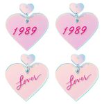 2 Pairs Lover Heart 1989 Earrings for the Eras Music Lovers, Lightweight Reflective Heart Shaped Earrings Ear Studs for Women Girls (Style-C)