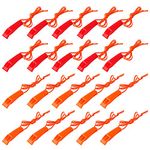 Augsun 40 Pcs Emergency Safety Whistle Plastic Whistles Set with Lanyard,Red and Orange