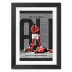 TenorArts Muhammad Ali Poster Laminated Posters Framed Painting with Matt Finish Black Frame (12 inches x 9inches)