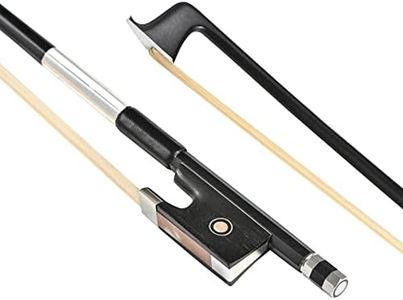 LIEKE Carbon Fiber Violin Bow 1/2 Size Lightweight Fiddle Bow (1/2 size, Black)