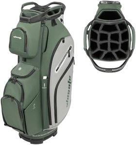 wosofe Golf Cart Bag Men Women Blue White Black Green Multiple 10 Pockets 14-Way Dividers Adjustable Strap Lightweight Cooler Pouch Handles Rain Cover (Green/Grey)