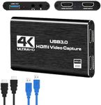 Capture Card for Nintendo Switch, Audio Video Capture Card with Microphone 4K HDMI Loop-Out,Full HD 1080P 60FPS Video Recorder for Streaming/Gaming/Conference, for Nintendo Switch/PS5/Xbox/Camera/PC