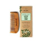 Nat Habit Kacchi Neem Wooden Bounce Comb - Soaked In 17 Herbs, Neem & Sesame Oil - For Voluminous Hair, Gentle Detangling & Styling (Wide Tooth) Pack of 1