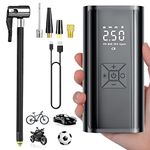 Tyre Inflator Portable Air Compressor, 150PSI Electric Cordless Air Pump Bike Pump with 6000mAh Battery, Digital LCD Display, LED Light, Portable Mini Air Pump for Cars, Motorcycles, Bicycles, Balls