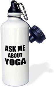 3dRose "Ask me about Yoga-yoga teacher or practitioner advert-advertising your work advertise promote" Sports Water Bottle, 21 oz, White