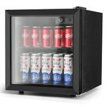 EUHOMY Beverage Refrigerator - 55 Can Drinks Fridge with Glass Door, Wine Bottle Fridge - Mini Fridge with LED Lights, Removable Shelves for Home, Office, Dorm, Bar, Bedroom