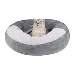 MICOOYO Cozy Cave Dog Bed, Burrowing Dog Beds with Blanket Attached, Snug BeanBag Style Hooded Pet Cuddler Bed for Dogs and Cats, Small, Grey