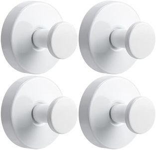 Fenas Suction Cup Hooks for Shower No-Drill Bathroom Hooks for Towels, Robes, Loofah Mountable on Bathroom Walls, Kitchen, Glass, Mirrors, Tile and Smooth,Non-Porous Surfaces (4, White)