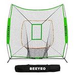 BEEYEO Baseball Softball Net for Hitting and Pitching | Heavy Duty 7x7 Pro Series | Indoor Outdoor Baseball Practice Training Net | Bow Frame + Bonus Strike Zone Included