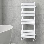 NRG Designer Bathroom Flat Panel Heated Towel Rail Radiator Modern Central Heating Warmer Wall Mounted Ladder Rad 1000×450mm Gloss White