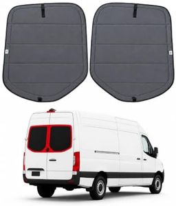 VANLUSIS Extra-Thick Magnetic Insulated Rear Door Window Covers (Pair) for 2019-2026 Mercedes-Benz Sprinter VS30, Bare Metal Frames, Blackout Privacy Sun Shades for Stealth Camping, Dark Gray