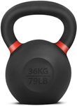 Yes4All Powder Coated Cast Iron Kettlebell Single Dark Red - 36 KG / 79 LB Strength Training Kettlebells Weight Set for Full Body Workout, Home Gym