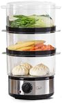 Quest 35220 3 Tier Electric Food Steamer / 7.2L / 3 Stackable Cooking Baskets & Rice Bowl/Healthy Cooking Of Vegetables, Meats & Fish / 60 Minute Timer Function/Energy Efficient Healty Eating