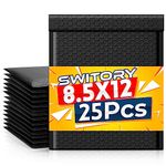 Switory 25pcs Poly Bubble Mailers A4 Padded Envelopes Bubble Envelopes Package Bags Lined Poly Mailer Self Seal Black, 21.6cmx28cm
