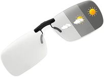 JM Rimless Rectangle Clip on Sunglasses Lightweight Polarized Eyeglasses Men Women Photochromic Grey