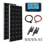 XINPUGUANG 200w 12v Solar Panel Kit 2pcs 100W Watts 18V Monocrystalline Solar Module 20A Charge Controller for Roof Car Motorhome Caravan Home 12v Battery Energy Charging (200w-1)