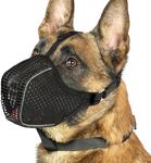 Mayerzon Dog Muzzle, Mesh Muzzle for Small Medium Large Dogs, Reflective Muzzle for Nighttime Walks, Soft Fully Closed Muzzle Anti Biting Scavenging Chewing, Allows Dogs to Pant and Drink