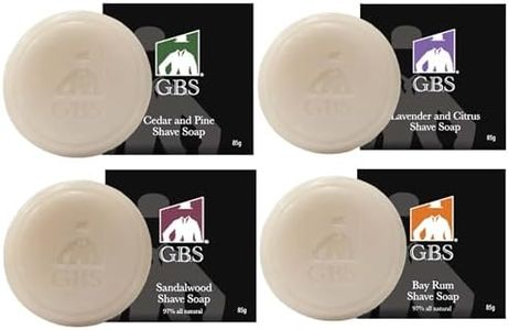 G.B.S Men’s Shaving Soap Pack 97% All Natural Enriched With Shea Butter & Glycerin, Creates Rich Lather Form, 3 Oz Each Nourishes Skin Smooth Clean Shave Pack of 4 Different Scents