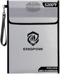 ENGPOW Fireproof Document Bag with Lock (2200℉),15”x 11”Waterproof and Fireproof Money Bag with Reflective Strip,Fireproof Safe Storage Pouch with Zipper for Valuables,Cash,A4 Legal Documents,File