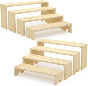Nyamofly 2 Set Wooden Cupcake Stand for Decor, 4 Tiered Stackable Display Risers, Farmhouse Decor Wood Dessert Table Display Set for Party, Vendor Events, Original Wood