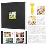 Photo Album Self Adhesive for 4x6 5x7 8x10 Pictures, Linen DIY Scrapbook for Birthday, Anniversary, Wedding, Valentine and Christmas (26.6x28cm-40 Pages, Black)