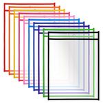 10 Pcs Reusable Dry Erase Pocket Folders 10 Colors, Plastic Paper Holders Sheet Protector, A4 Clear Dry Erase Sleeves, Write and Wipe Clean Pouches Pockets for School Work Use Supplies (PET)