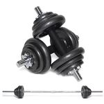 Strongway® 30KG 40KG 50KG SETS Adjustable Dumbbells Barbell Weights Set - for Home Gym Fitness Cast Iron Free Weights Bar Strength Training Equipment Weight Lifting (30KG)