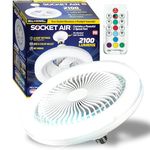 Bell+Howell Socket Air Socket Fan Light – Wireless Ceiling Fan with Lights and Remote, Ventilateur Plafond Avec Lumiere, Ceiling Fans with RGB Lights, 3 Fan Speeds & 3 Brightness Levels As Seen on TV