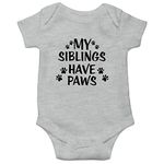 Witty Fashions My Siblings Have Paws - Funny Baby Bodysuit (0-3 Months, Gray)