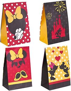 24 PCS Mickey Minnie Party Favor Bags Paper Candy Bags - Treat Goodie Bag for Minnie Mickey Theme Party Supplies - Birthday Party Supplies Gift Wrap Bags with Stickers for Kids